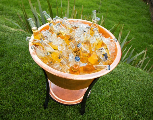24" Round Bucket Hammered Copper Cooler