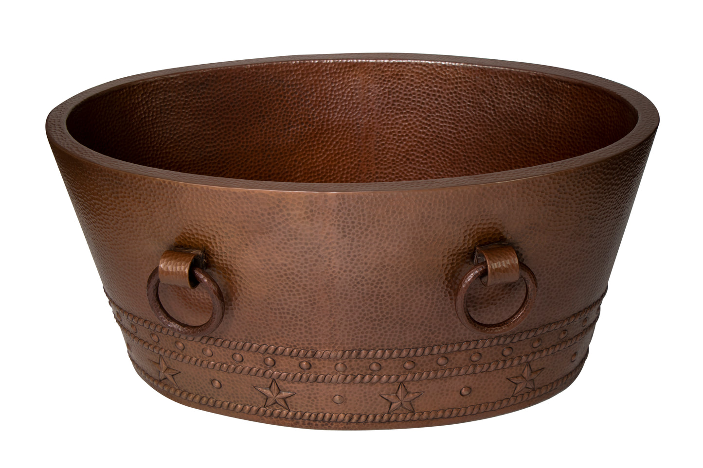 30-Inch Oval Double-Wall Hammered Copper Beverage Cooler