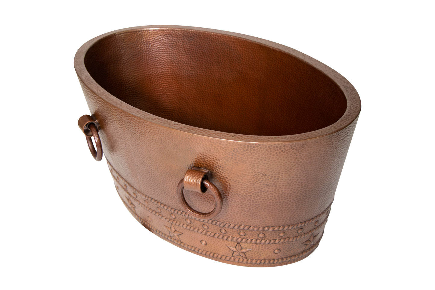 30-Inch Oval Double-Wall Hammered Copper Beverage Cooler